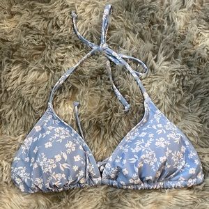 blue flower bathing suit.